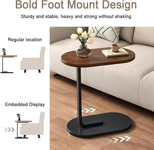 Oval Shaped Table 'C' Shaped Laptop Table, Coffee Table, C Sofa Side Table Modern End Table for Couch