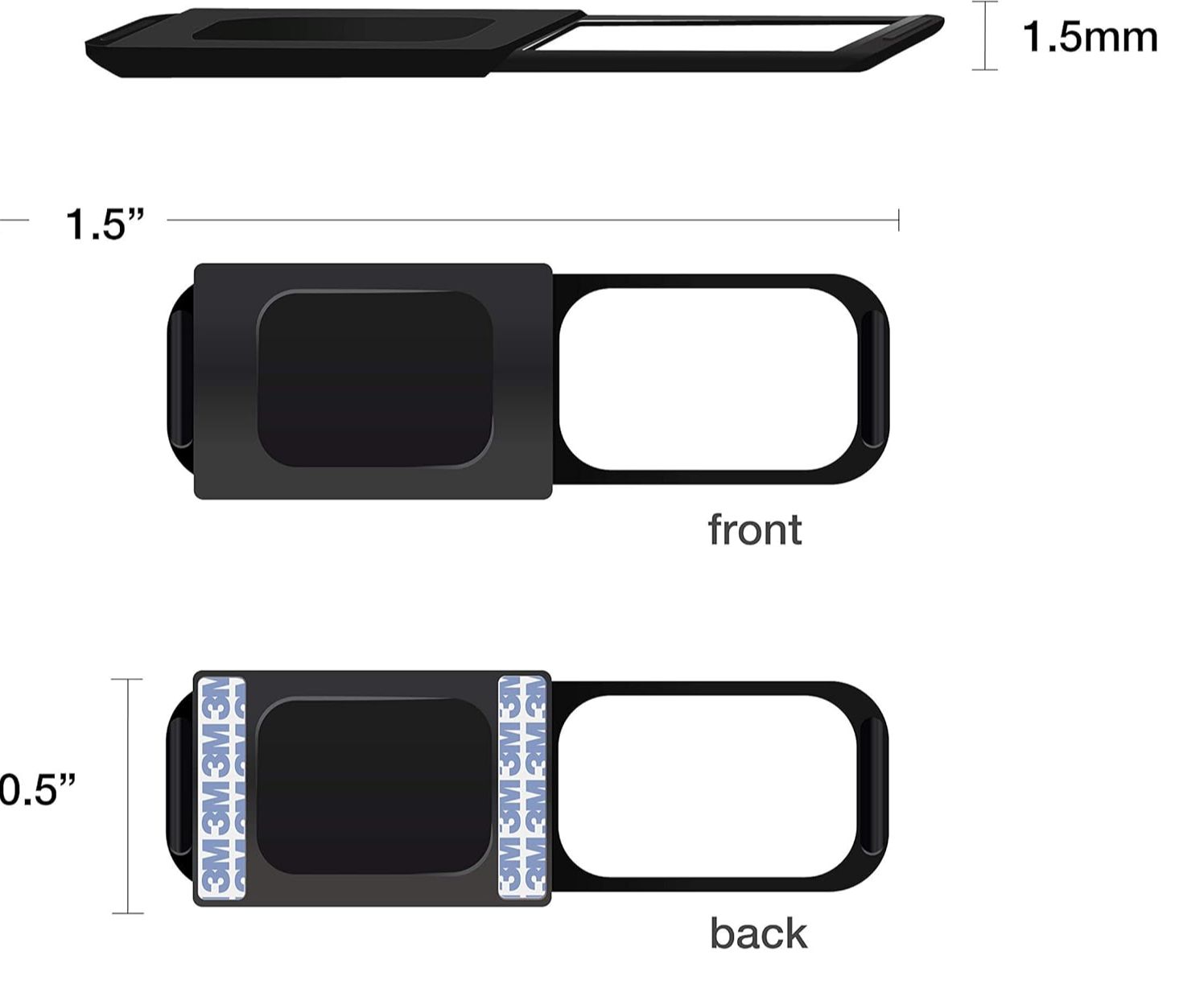 Ultra-Slim Laptop Camera Cover Slide  0.03 Inch Thick Upholds Digital Privacy  Compatible with Mobiles, Tablets, Desktops & Laptops Classic Black