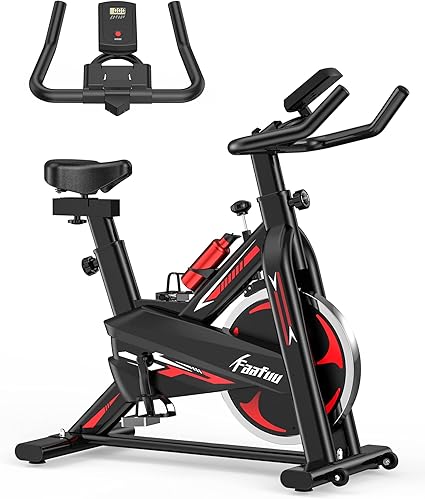 Magnetic Exercise Bike Indoor Cycling Stationary Spin Bicycle Home Gym Cardio Tr, Black Exercise Indoor Cycling Spinning Bicycle Stationary Bike with LCD Display and Heart Rate Adjustable Office Cardio Workout Training Home Fitness Equipment