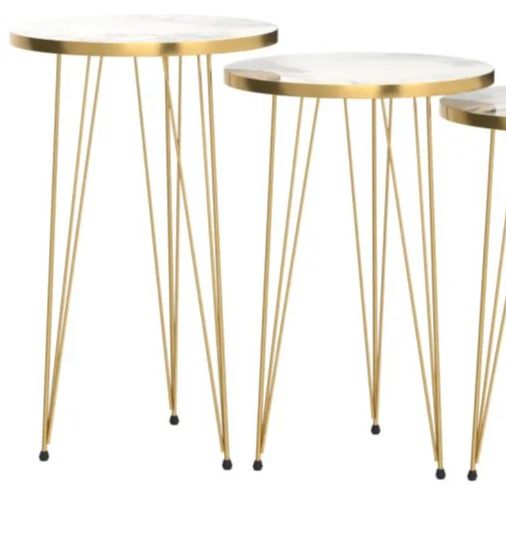 Mexico Launched Wooden Daisy Coffee Table With Metal Stand Set of 3 Round table Table Decoration coffee table Daisy coffee table dining table Nesting table set Side Table Coffee Table nesting table Decor - Set Of 3 Side Tables By Mexico