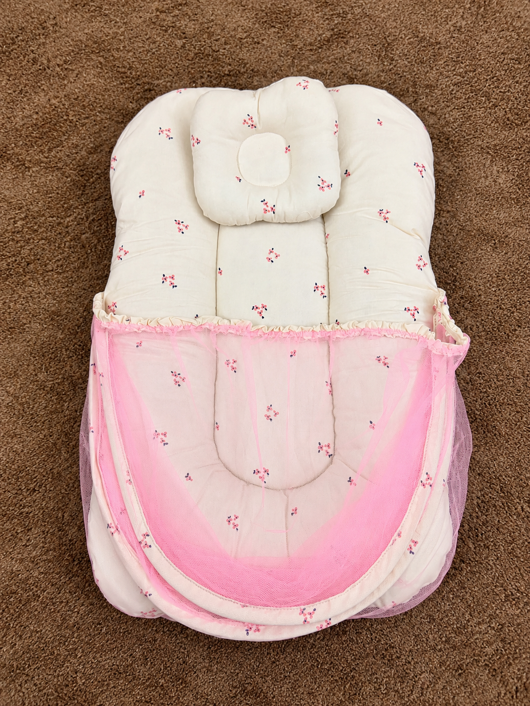 Baby Mosquito Net, Folding Baby Bed Net with Mat and Pillow, Baby Carry Nest, Sleeping Bed With Net Cover for Home Travel