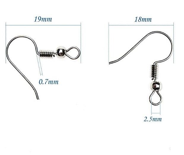 Earring Hooks Base For Jewellery Making Silver (50 Pairs)