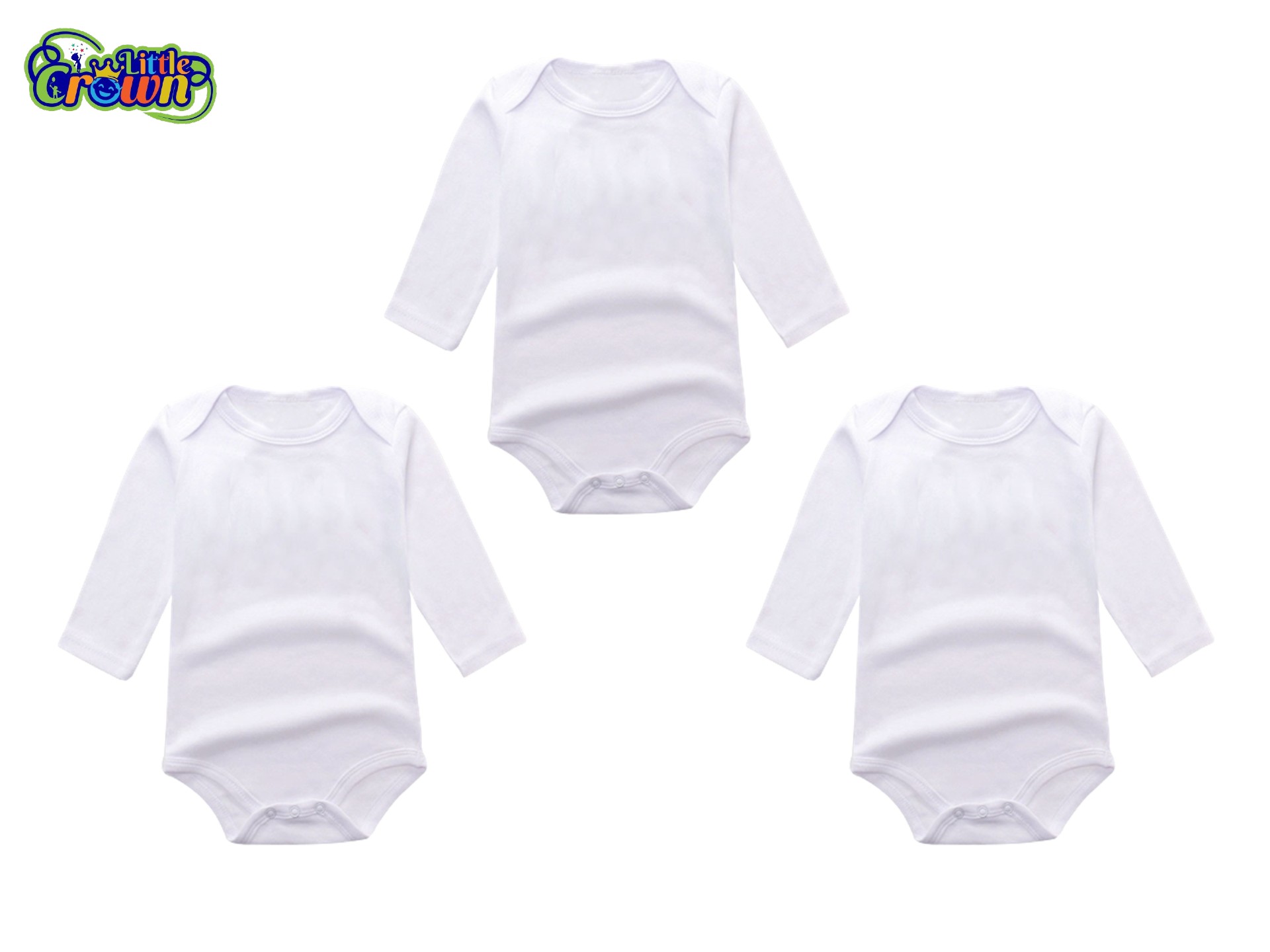 Pack of 3 Newborn Baby Romper/Bodysuit/Onesies for Baby Boy & Baby Girl In Cotton Stuff Full Sleeves - White - 0-12M