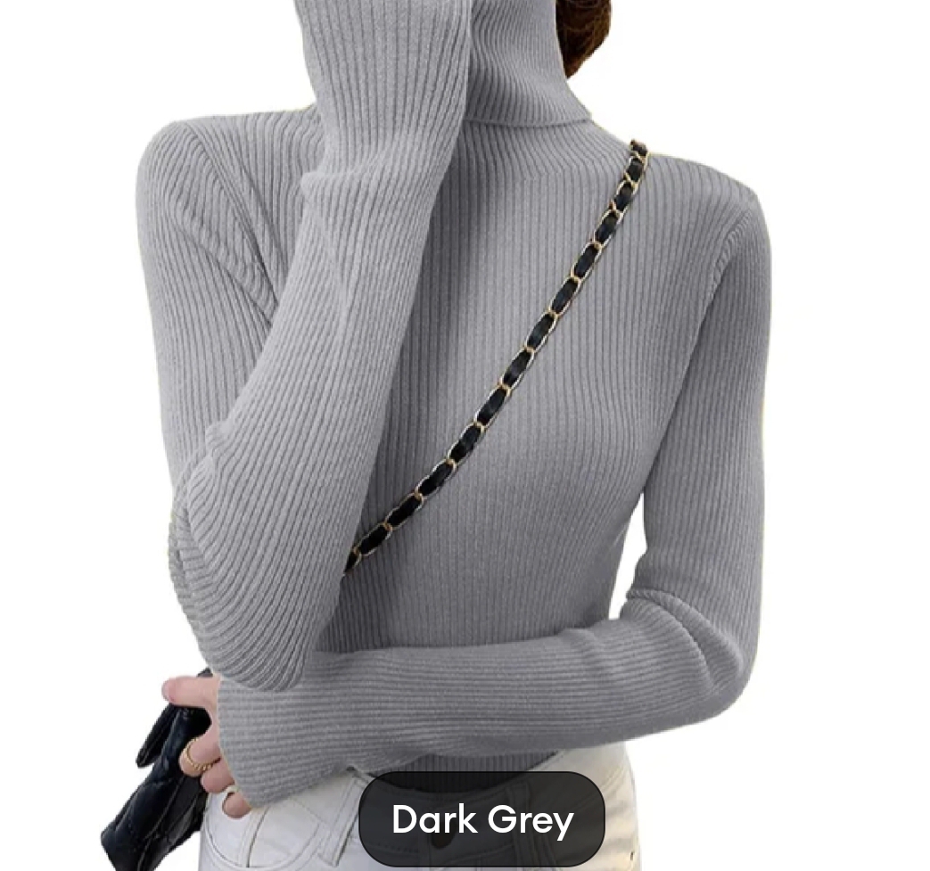 Women’s High Neck Knitted Sweater Pullover, Long Sleeve Autumn Winter Knitwear for Comfortable Fit