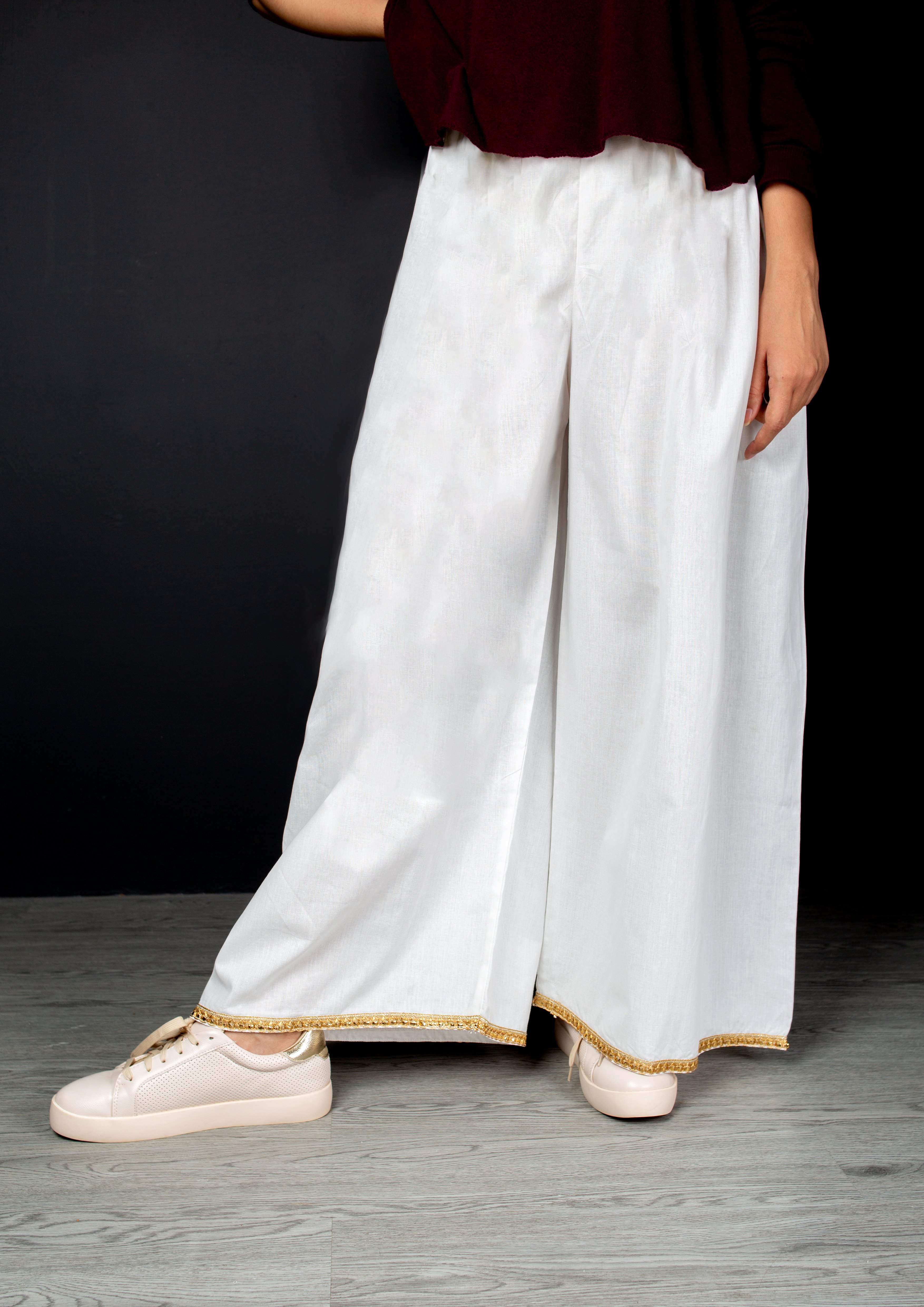 White Wide Leg Trouser Daraz.pk