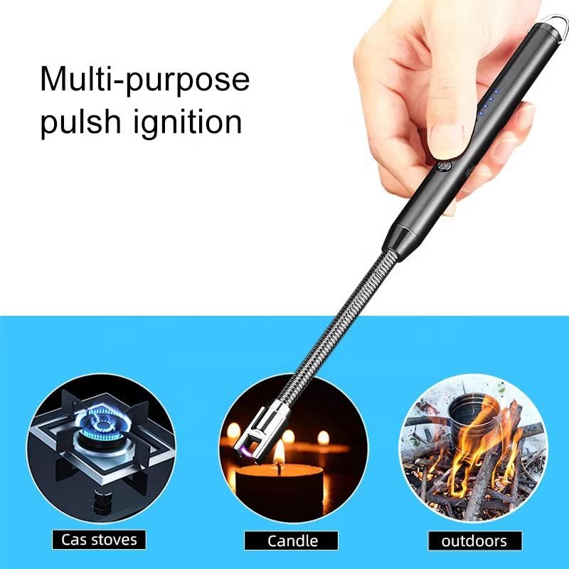 USB Rechargeable Flameless Arc Lighter Flexible and Windproof for Candles, Hiking, Camping, Kitchen, Fireplaces