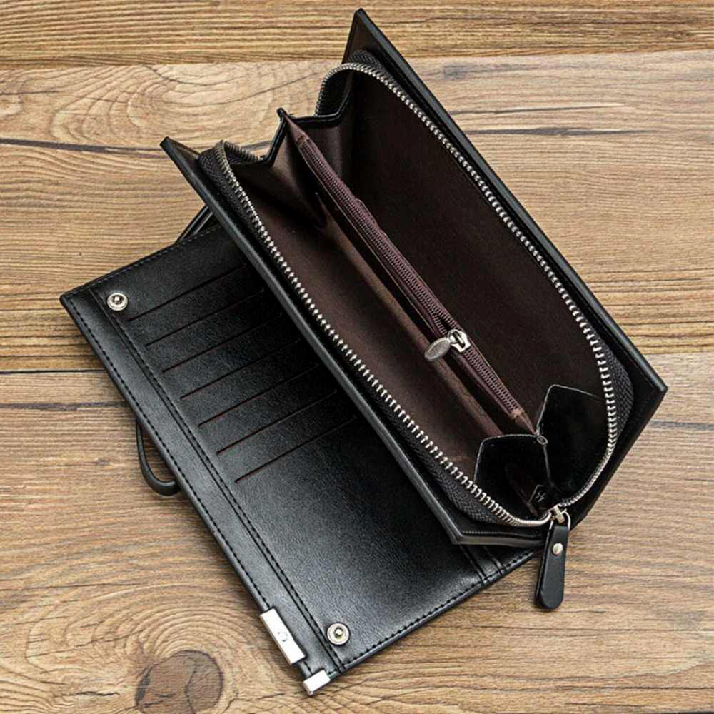 Imported Mens Wallet - High Quality Imported Mens Wallet -  Leather Bifold Wallets with Zipper Hand Clutch for Men's in Black and Brown - Mobile Wallet with Wristlet Wallets