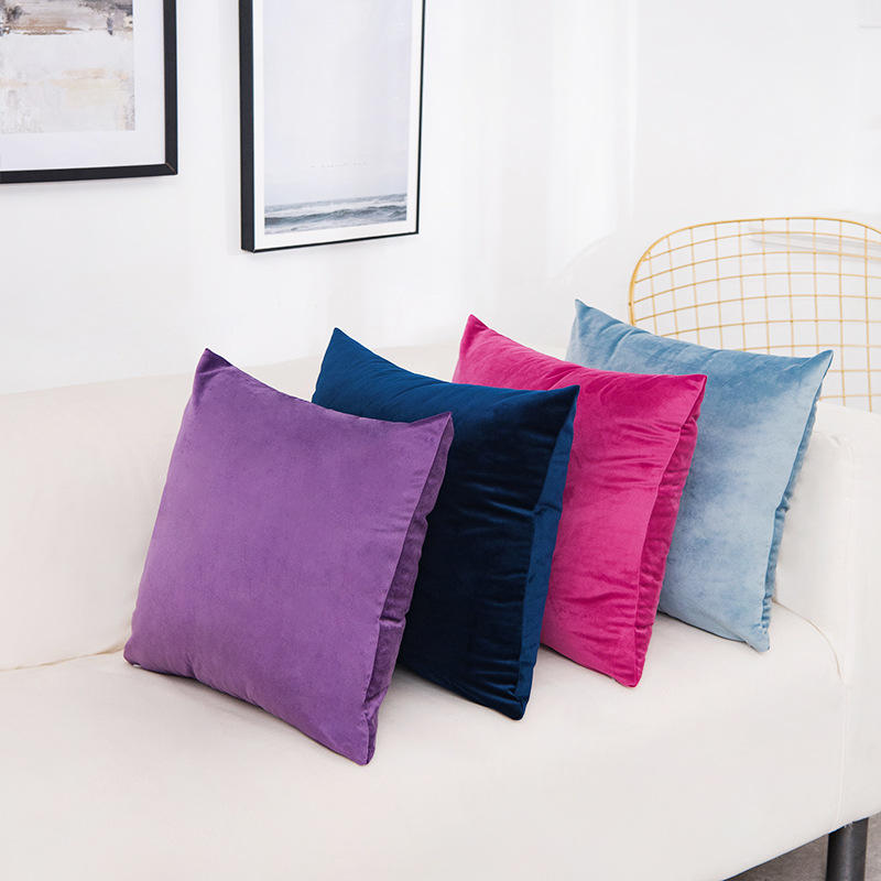 Velvet Pillow Cover Solid Color Decorative Square Soft Cozy Cushion For
