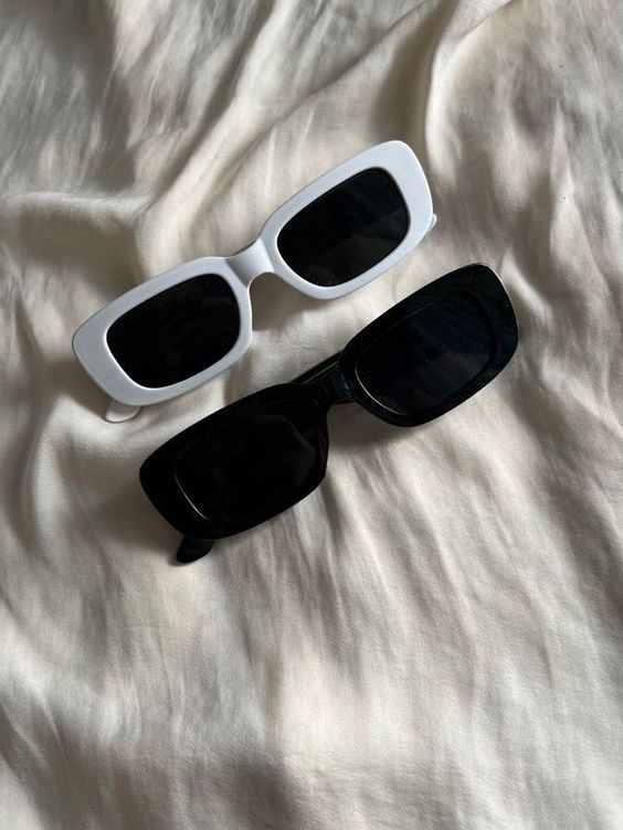 Viral TikTok Trending Korean Style Sunglasses for Men & Women – Retro Rectangle Square Frame Sun Glasses, Fashion Black White Shades for Daily Wear