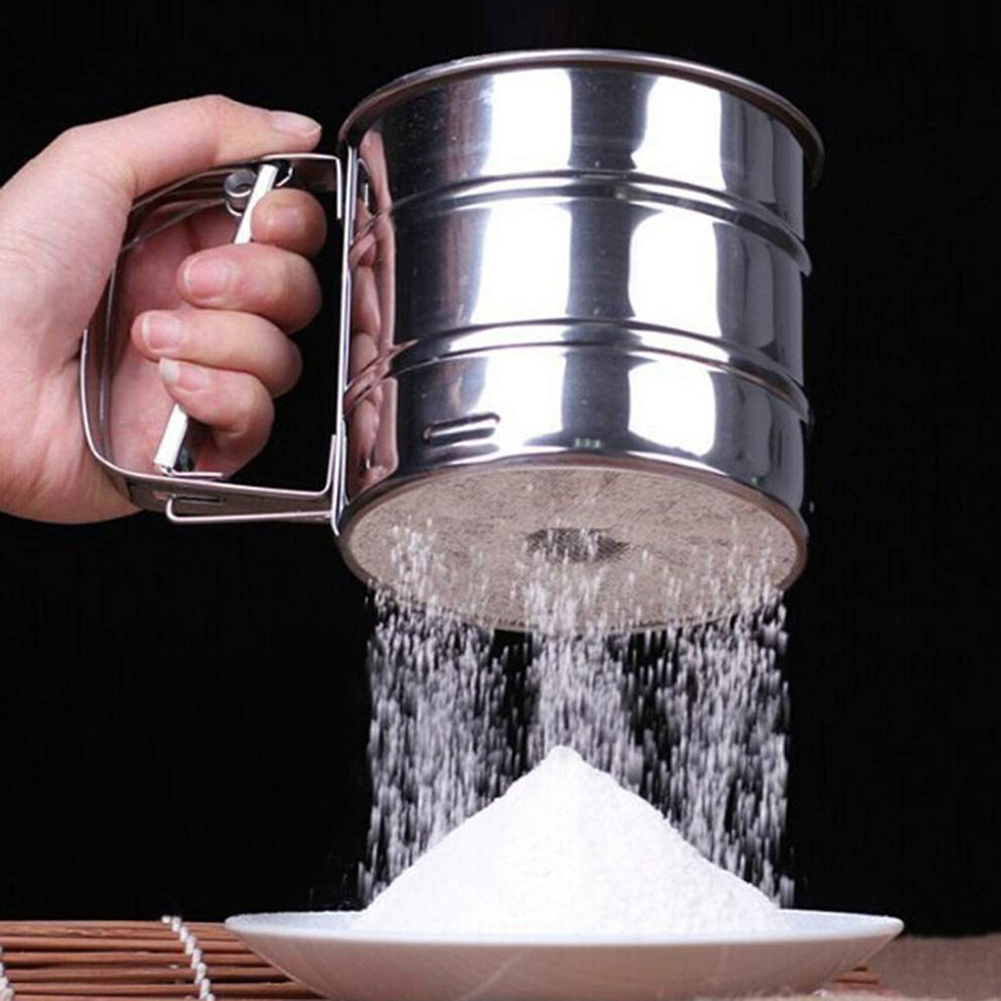 Stainless Steel Flour Sieve Cup Mesh Strainer Baking Kitchen Gadget Tool