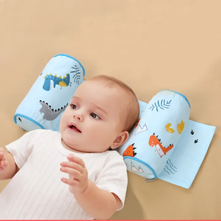 Adjustable Baby Head Shaping Pillow – Soft Newborn Infant Pillow for Flat Head Prevention, Anti-Roll & Anti-Twisting Cushion, Neck & Spine Support, Breathable Sleeping Positioner for Crib Cot, Stroller, Bed, Car Seat, Travel Use ( random prints & colors )