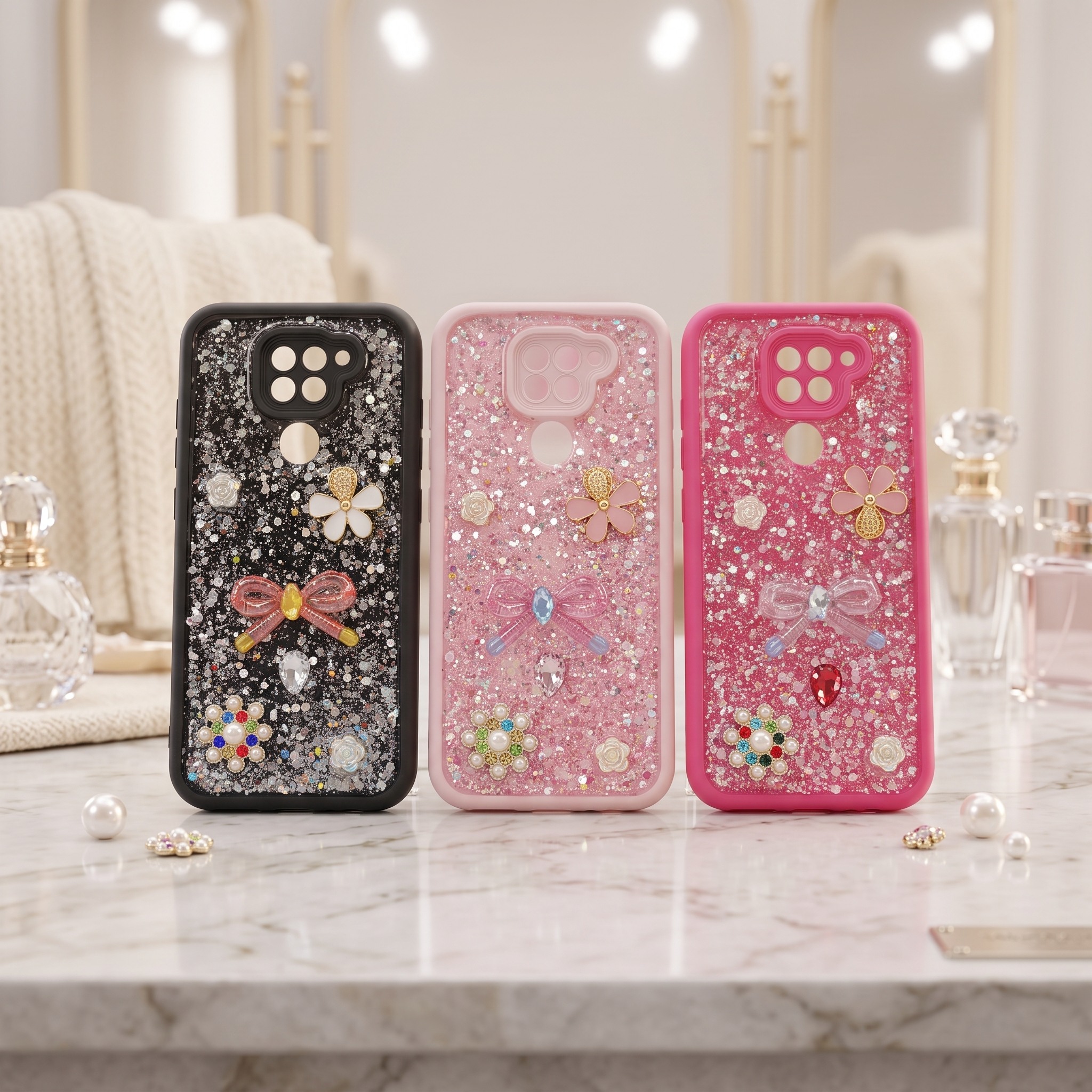 Stylish Multicolor Glitter Premium Phone Case For Xiaomi Redmi Note 9