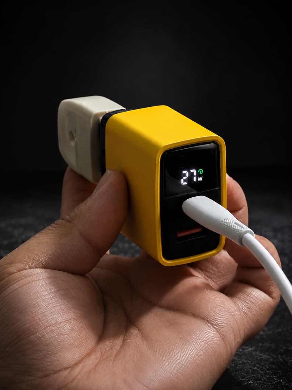 45W Fast Charger Adapter with LED Display | USB & Type-C Dual Port | Super Fast Charging for Mobile Phones