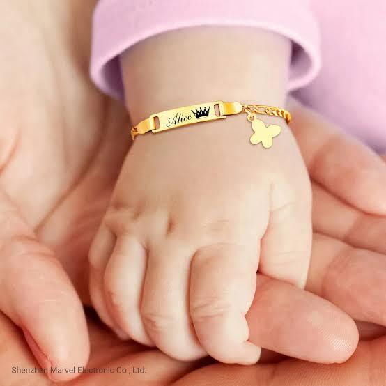 Customize Baby Name Bracelet – Personalize Jewelry for Boys & Girls – Stainless Steel Adjustable Infant Bracelet Gift