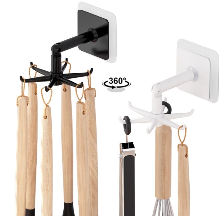 360 Degrees Rotating Sticking Hook Kitchen Tools Spoon Holder Stand  Rotated Punch