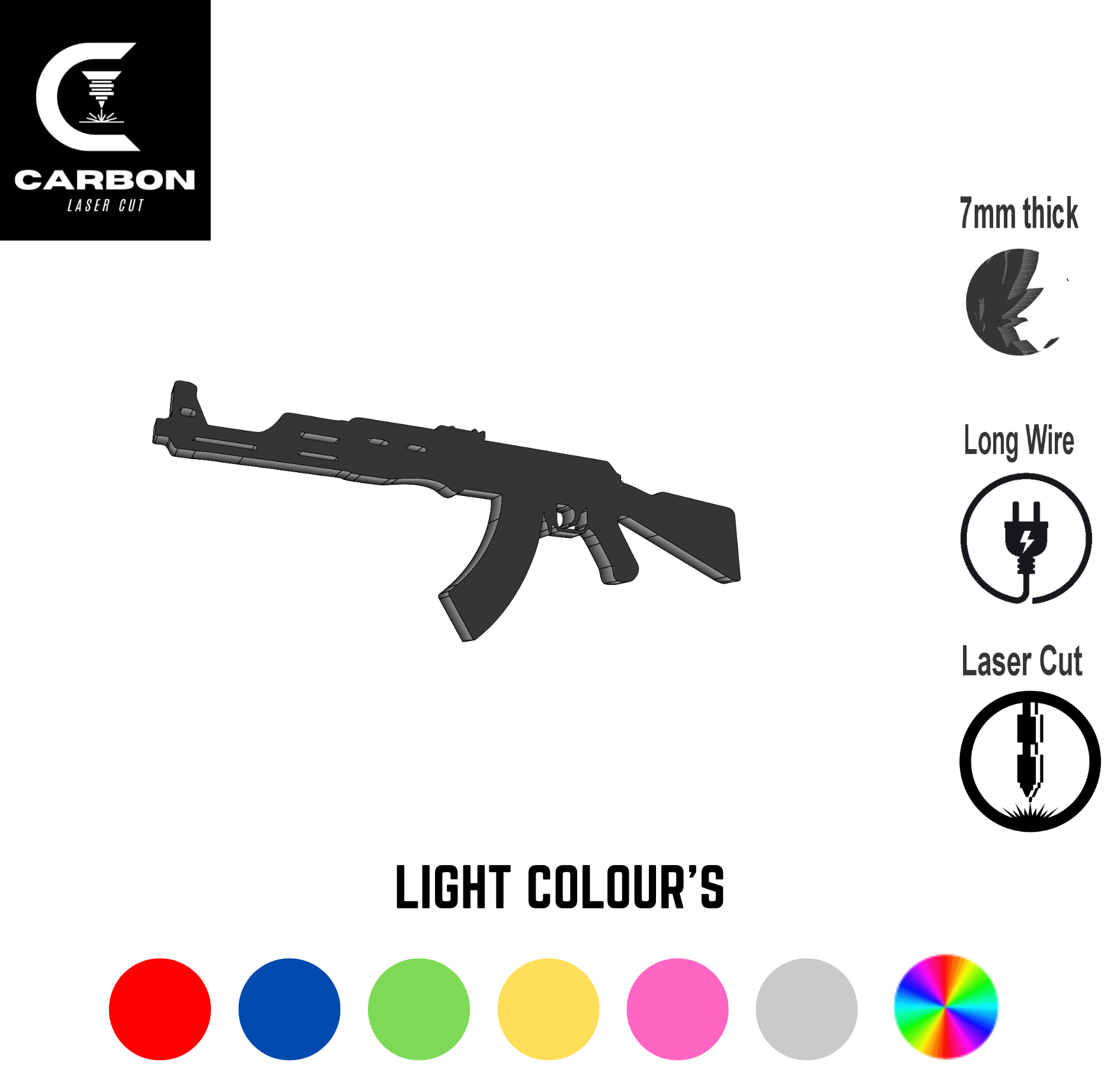 AK-47 Shaped LED Wall Light with Multicolor Options and Plug-in Design for Gaming Room Decor