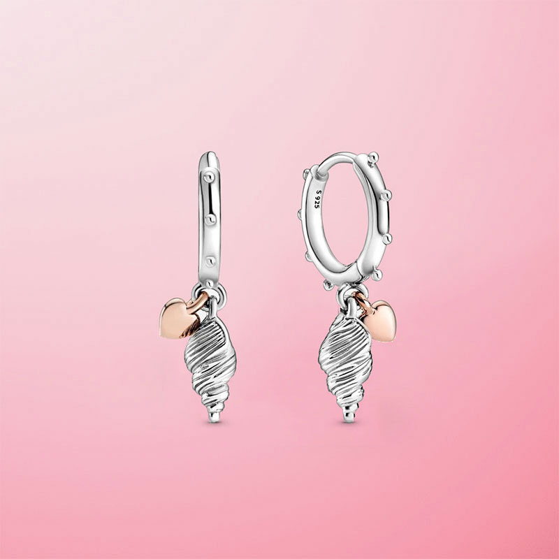 Heart Conch Shell Hoop Earrings 