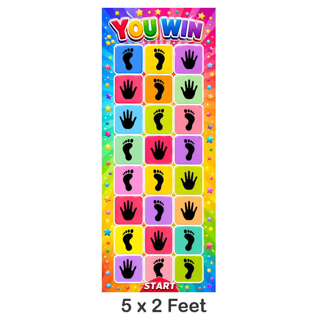 Hopscotch Hand and feet Jumping Jumbo Floor Play Mat Size 60 x 24 Inch Children Physical and Healthy Activity Playing Mat Toy - Educational Learning Waterproof Flex Sheet Playmat for Kids Boys and Girls Panaflex Toys  Perfect Game For Friends and Family