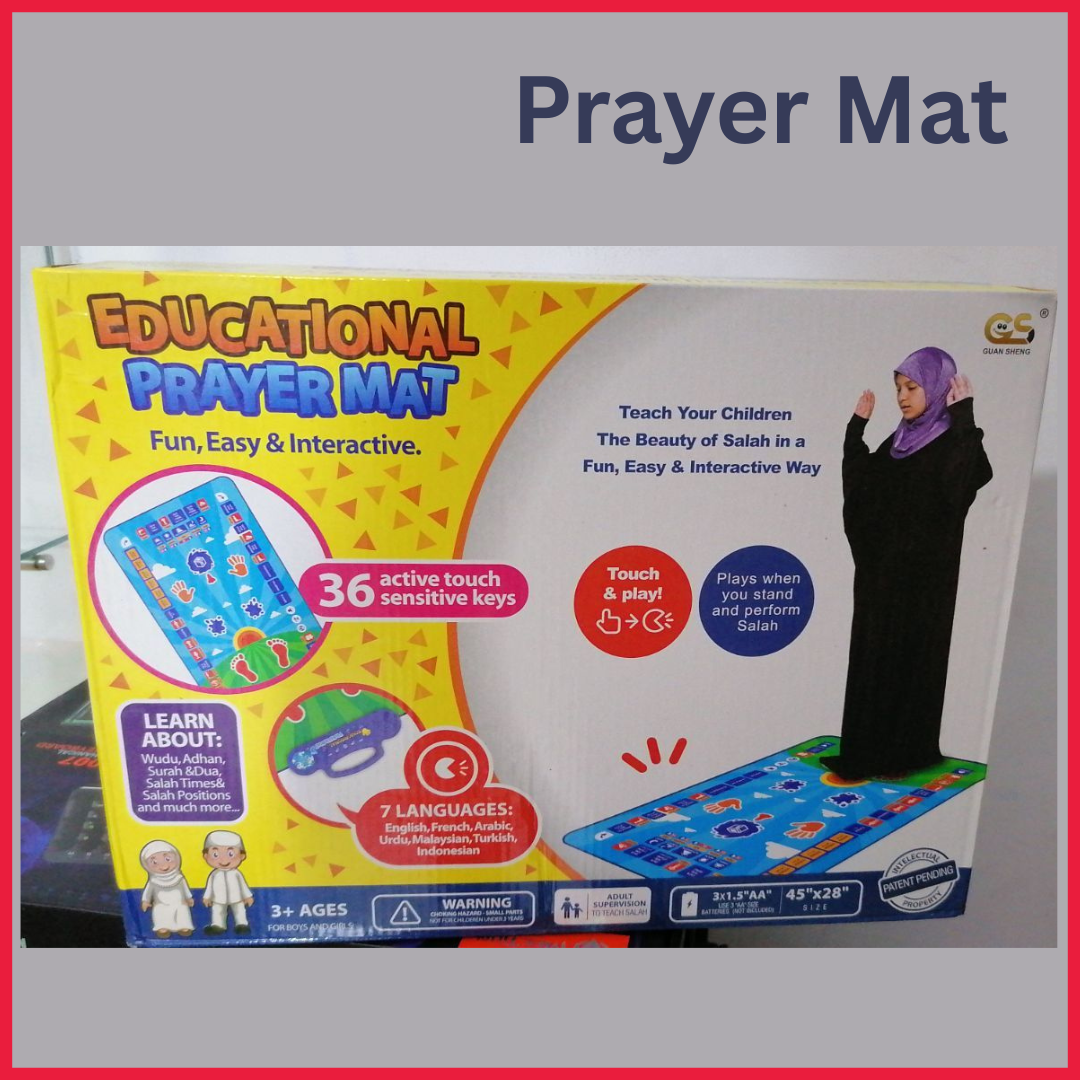 Educational Prayer Mat with Sound for Kids – Islamic Learning Mat with Lights & Voice Guide