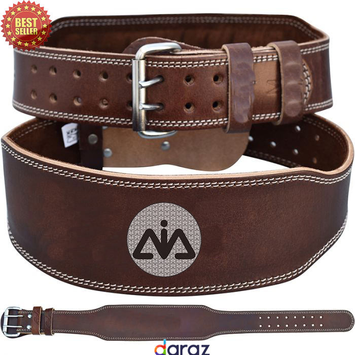 Fitness Weight Lifting Belt (4 Inches Wide) - Comfortable & Durable Pre Broken-in Genuine Leather - Great Lower Back & Lumbar Support for Squats, Deadlifts, Gym Workouts - for Men & Women