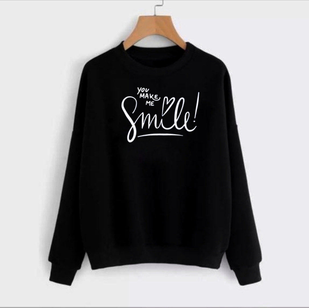 Pink Smile Printed Sweatshirt For Women - Hoodies For Girls