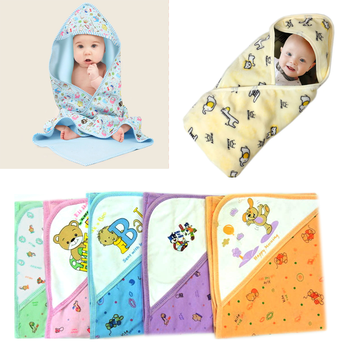 Multicolor Baby Wrapping Sheet with Hoodie | Baby Blended Shawl | Baby Swaddle Wrap Blanket