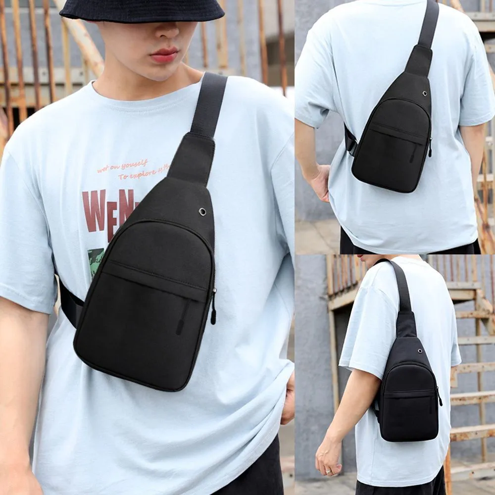 Men's Shoulder Bag Waterproof Oxford Cross Body Chest Bags Double Layer Zipper Bag High-Capacity Messenger Bag Male Waist Fanny Pack Bag Travel Phone Pouch Fashion Chest Bag