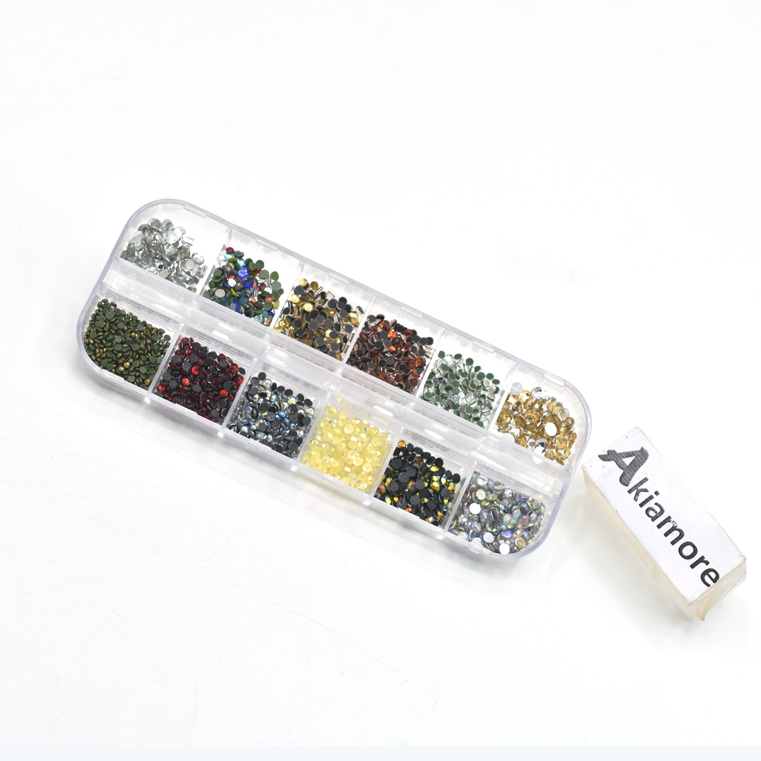 Rhinestones Nail Decoration Round Colorful Glitters With Hard Case DIY Nail Art Decorations