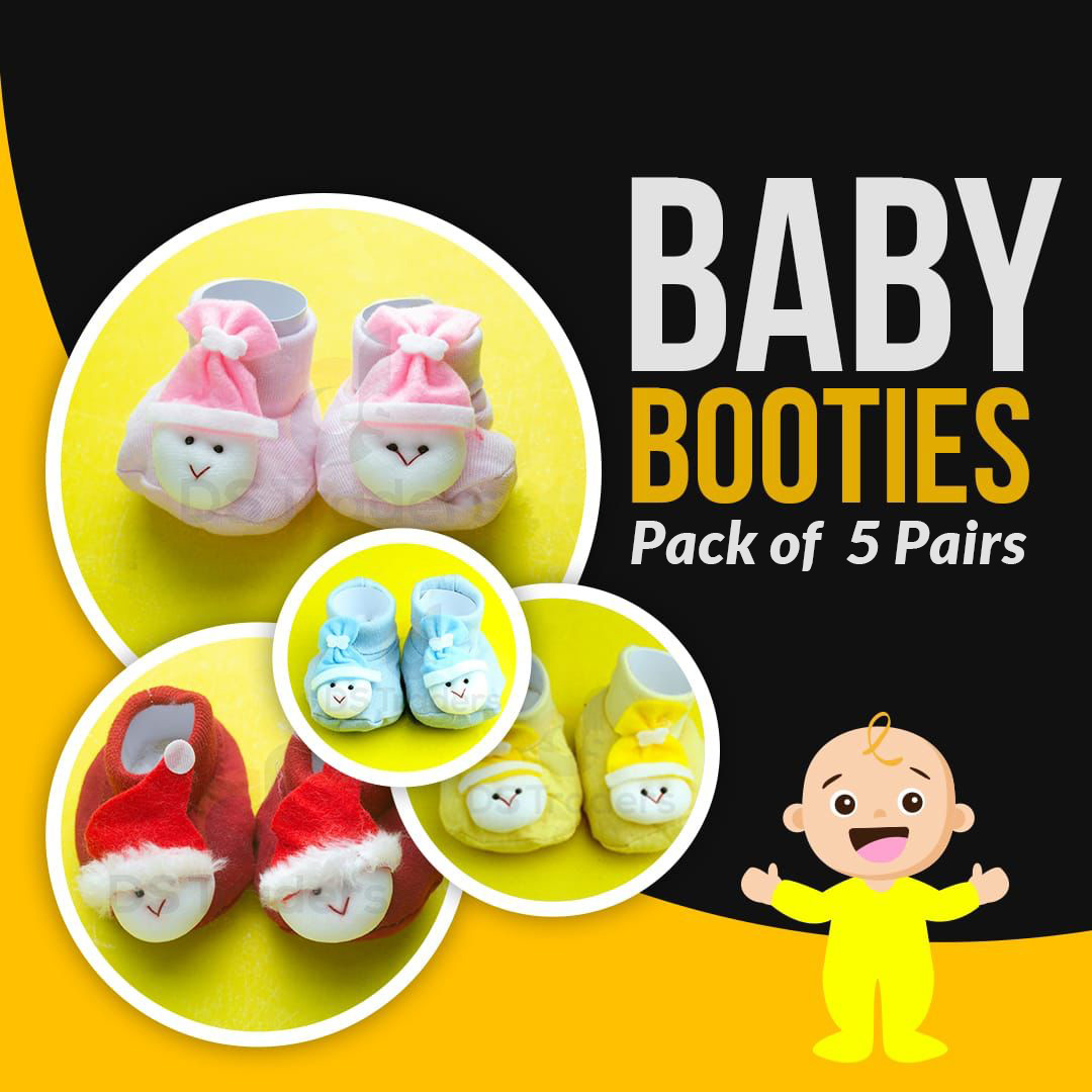 Pack of 5 - Baby 2 in 1 Socks Shoes / kids Toddlers Booties 0 - 12 month - Multicolour