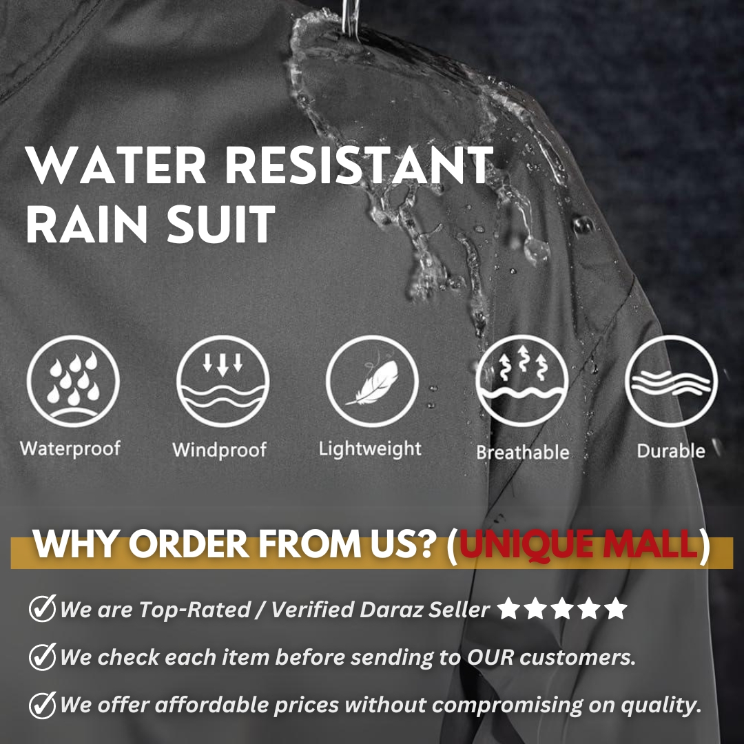 RAIN SUIT / LITE WATER PROOF / Rain Coat With Trouser / Jacket Cap + Trouser Rainsuit For Men And Women - Unique Mall