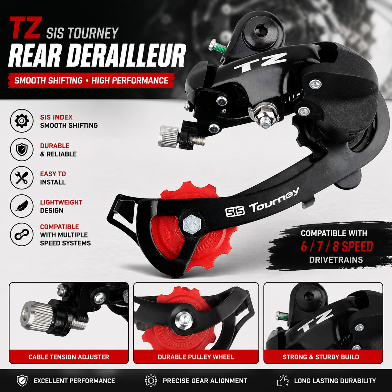 Shimano Tourney TZ, Rear Derailleur, MTB Gear Changer, Bicycle Gear System, Shimano Bike Parts, 6 Speed Derailleur, 7 Speed Derailleur, 8 Speed Derailleur, Cycle Spare Parts, Bicycle Accessories Pakistan, Mountain Bike Parts, Bike Drivetrain