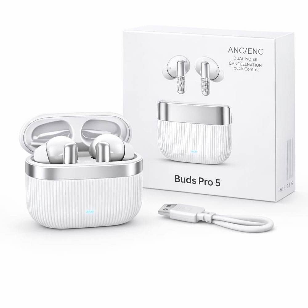 Buds Pro 5 Wireless Bluetooth Earbuds with ANC ENC Noise Cancellation, HD Stereo Sound, Touch Control, Type C Charging, 30H Long Battery Life, Wireless Earphones for Music, Calls & Gaming