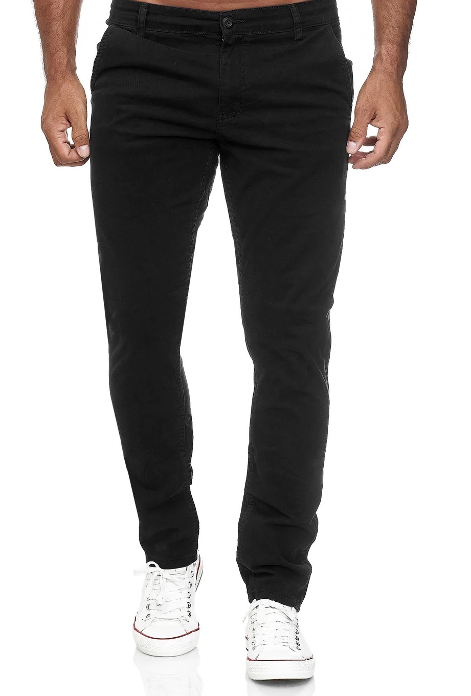 Men's Stretchable Chino Pants Full Length Regular Fit in Solid Colors