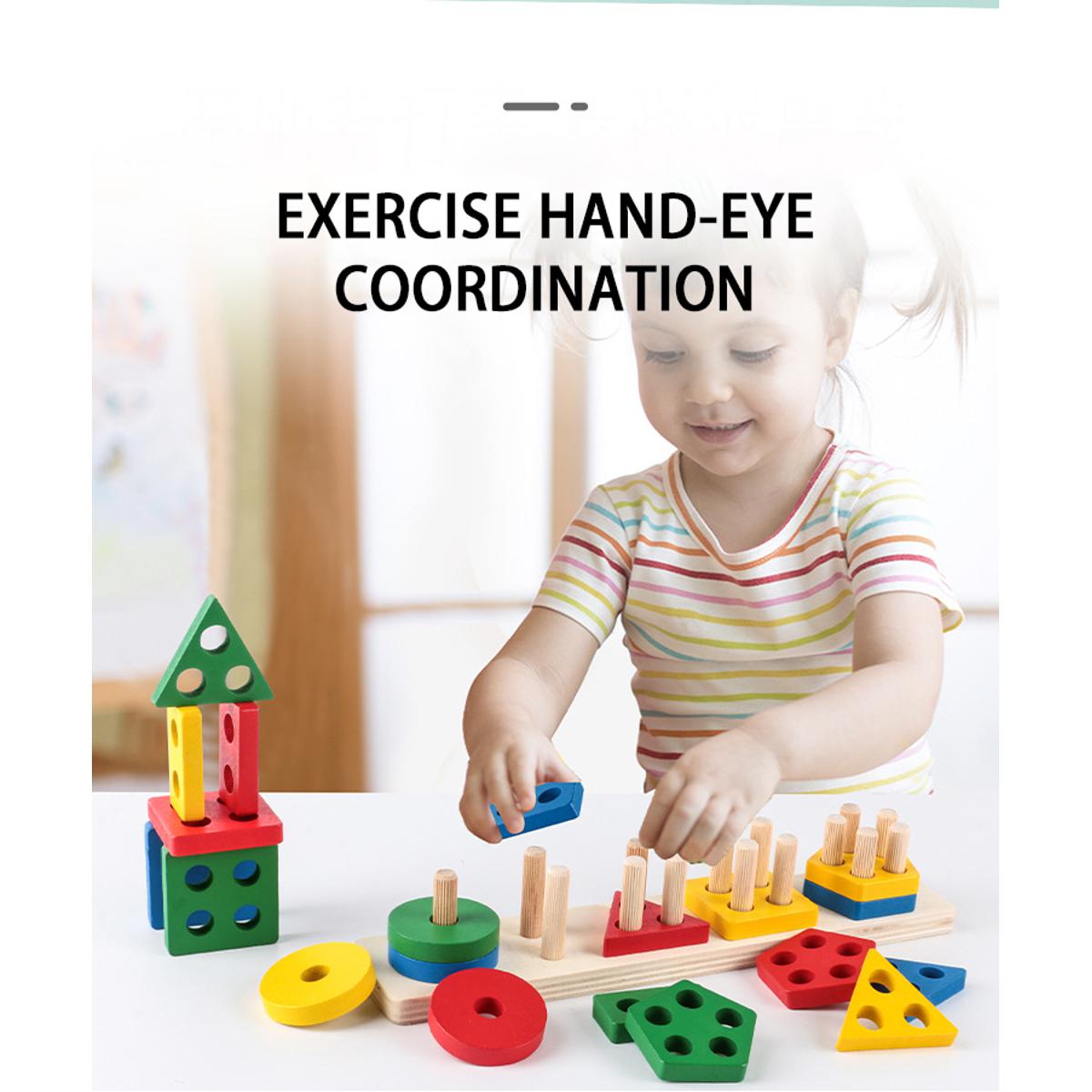 Baby Educational Geometric Modeling Building Blocks Montessori Toys Macaron Jigsaw Puzzle Teaching Aids Children's Wooden Toys