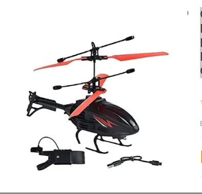 RC Induction Flying Helicopter with Hand Watch Remote – Infrared Sensor Aircraft, USB Rechargeable, LED Lights – Perfect for Kids