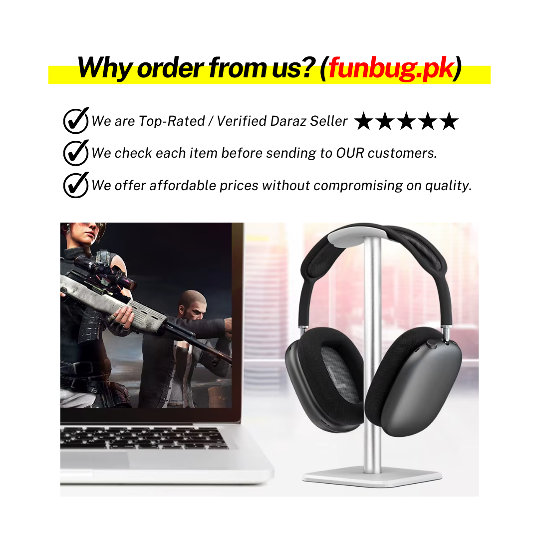2in1 Universal Desk Mount Headphone Stand with Mobile Holder for Table -  Silicone Headset Support for Rgb Gaming and Non-Gaming Headphones - Black & White by FunBug