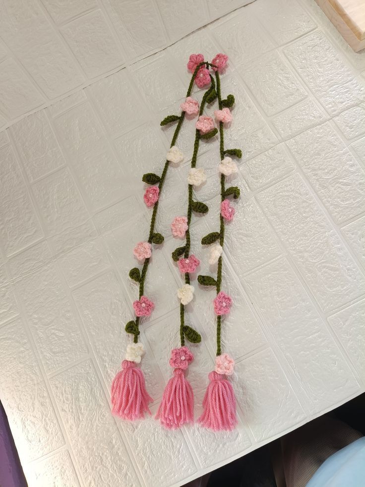 CROCHET BEAUTIFUL FLOWER HAIR BRAID TASSELS -HANDMADE CROCHET PRANDA/PARANDA FOR GIRLS / HAIR ACCESSORIES / 16 to 17 INCHES -FASHION / urban crate