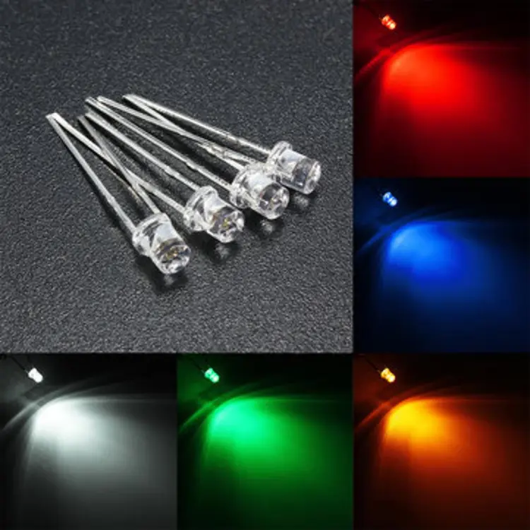 Pack of 10pcs - LED Light Emitting Diode 5mm- White Green Yellow