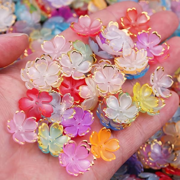 50/20pcs Acrylic Flower Beads 19mm | Colorful Floral Beads for DIY Jewelry Making & Craft Projects