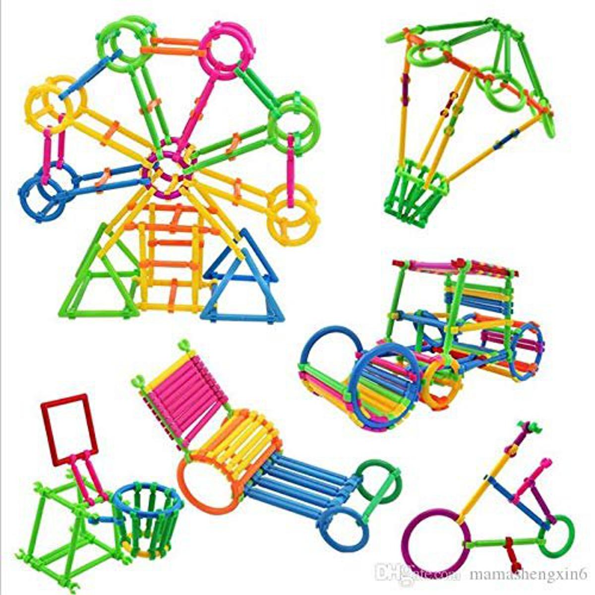 120 Pcs Set - Smart Sticks Building Blocks Toys Set for Boys Girl Kids Children - Smart Stick DIY Stick Puzzle Plastic Early Educational Block Toy