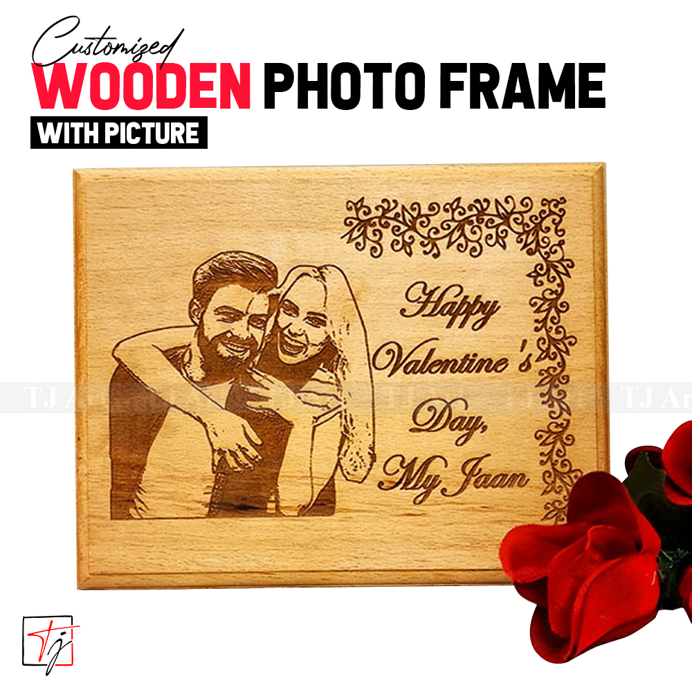 Customized Wooden Engraved Photo Frame - Personalized Photo & Text Engraved On Wooden Frame - Wooden Engraved Picture Frame Gift For You Loved Ones