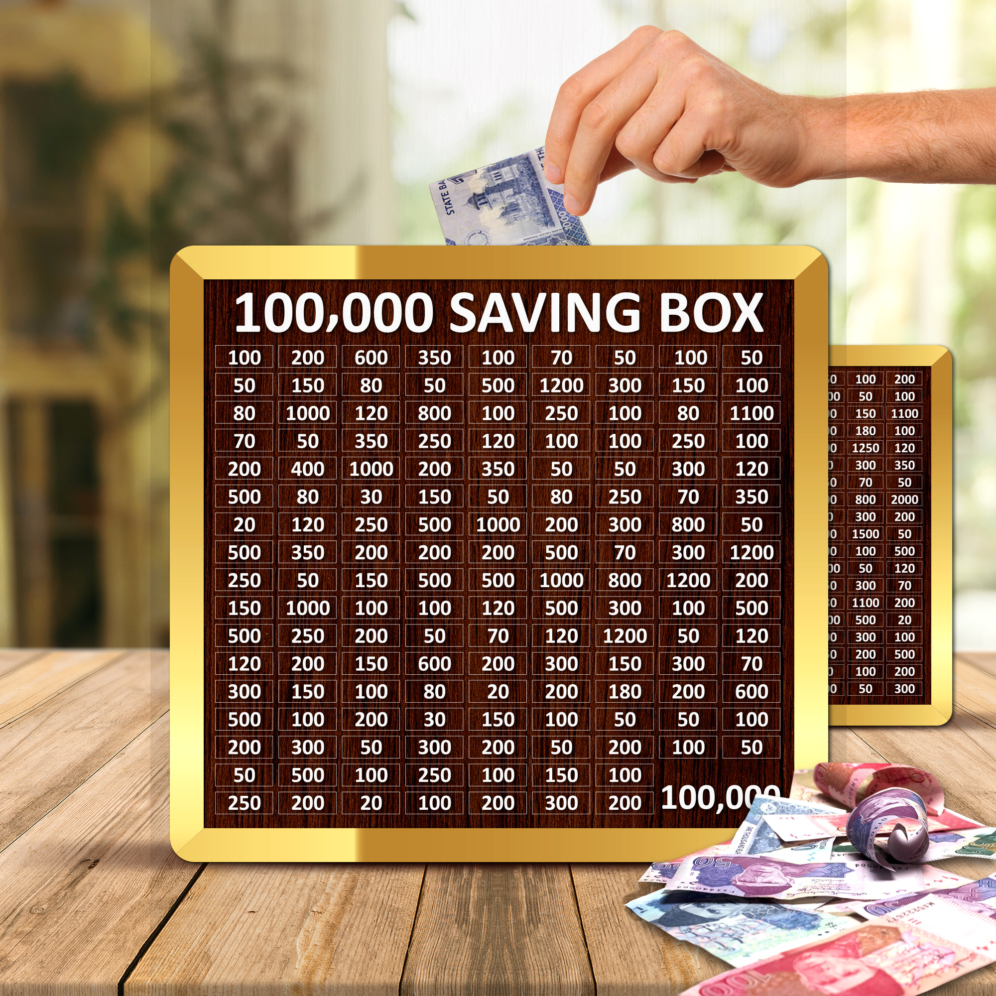 100,000 PKR Wooden Money Saving Box | Cash Challenge Tracker | Umrah Budget Savings Organizer for Kids & Adults I Money Box I Money Saving Box I Umrah Saving Box I Saving Money Box I 100000 Saving Box | 1 Lakh Saving Box