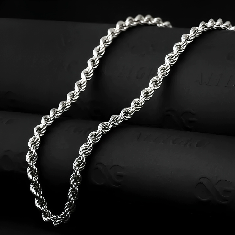 Silver Hollow Rope Necklace Chain Genuine Real Solid 45cm Chain For Men & Girl