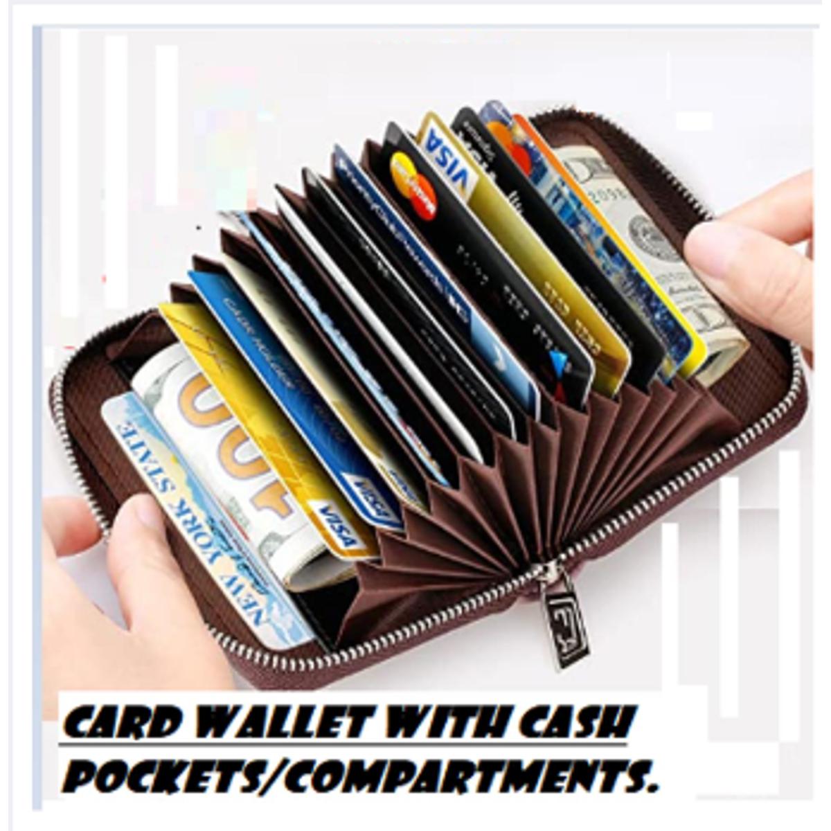 Men's Genuine Leather Card Holder Storage Bags Blocking Zipper Thin Pocket - Stylish Mini Wallet For Girls With 9 Card Holder Pockets, 2 Cash