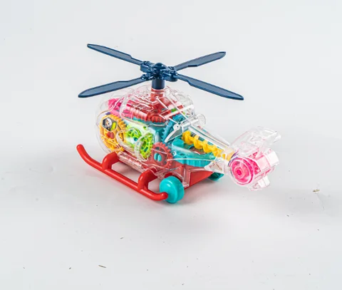 Transparent Helicopter Toy for Kids – Rotating Wings, 3D Lights, Music, Obstacle Avoidance, High Quality
