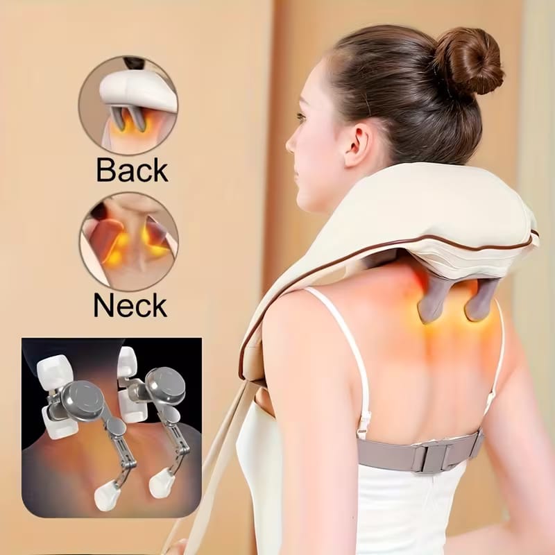Professional Electric Neck & Shoulder Massager with Heat | Deep Tissue Massage Machine | Wearable Pain Relief Therapy Device for Neck Stiffness & Muscle Recovery