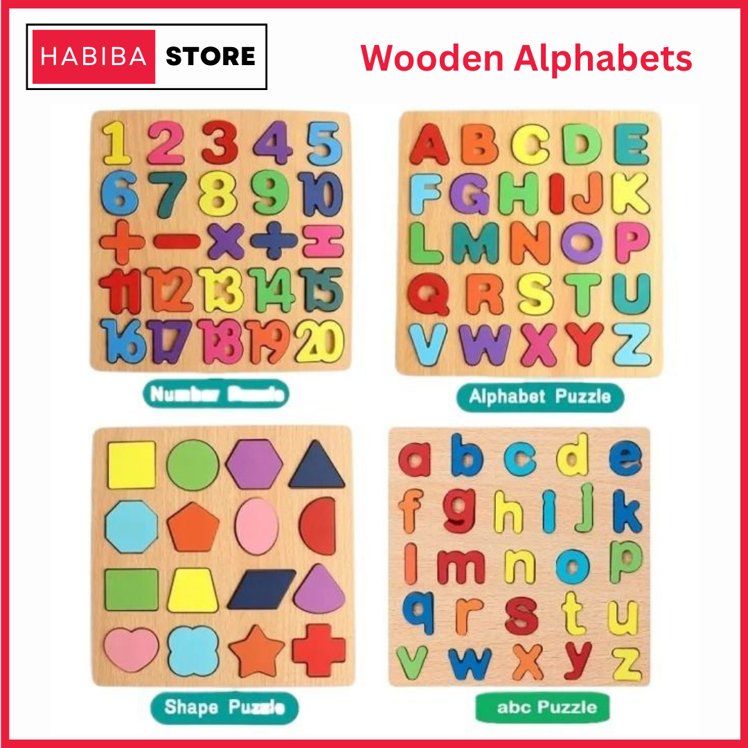 Wooden Alphabets for Kids Early Education - Wooden English Letters Counting Alphabets and Math Baby Learning - Kids Learning Toys