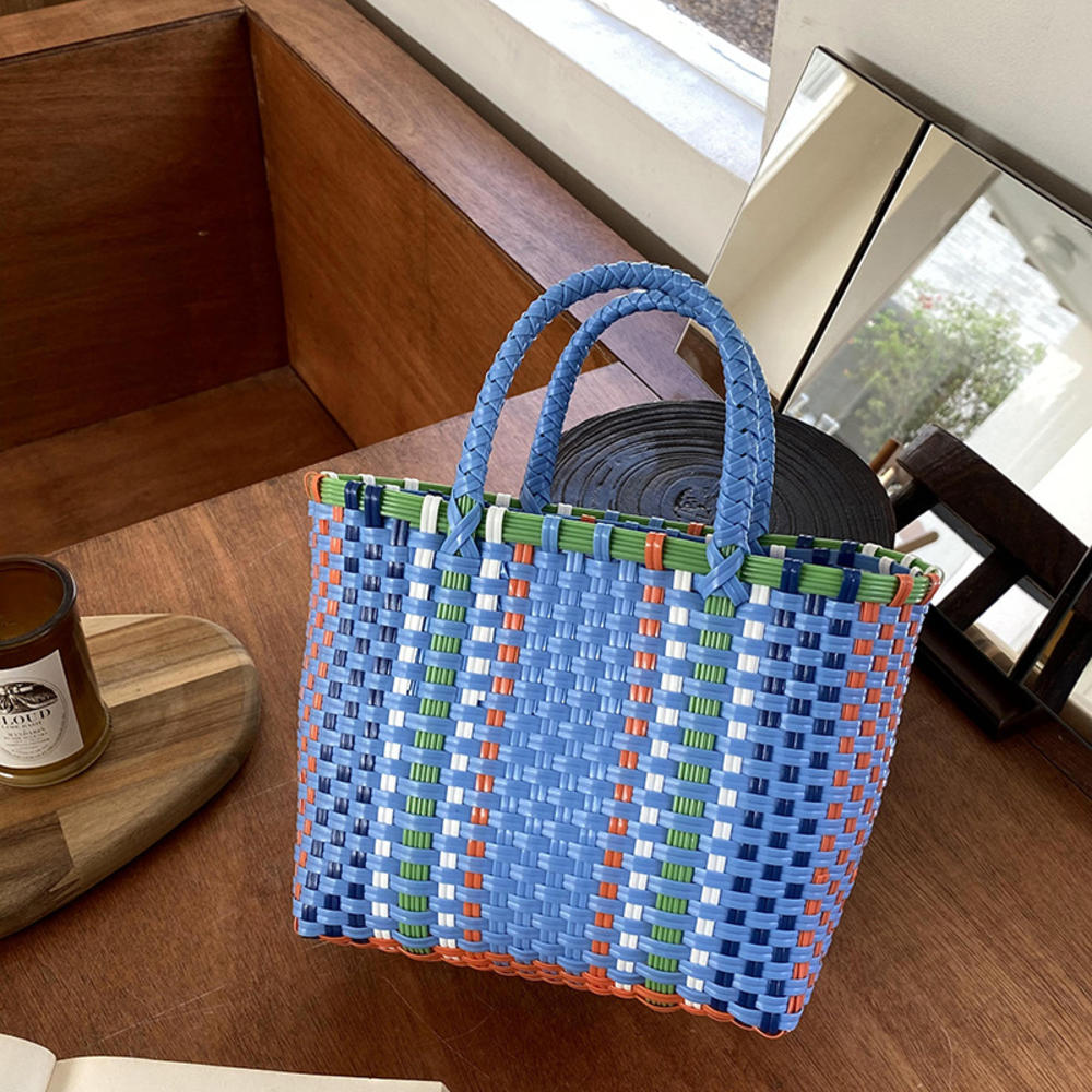 Handmade Basket Handbag Lightweight Large Capacity Colorful Woven Bags