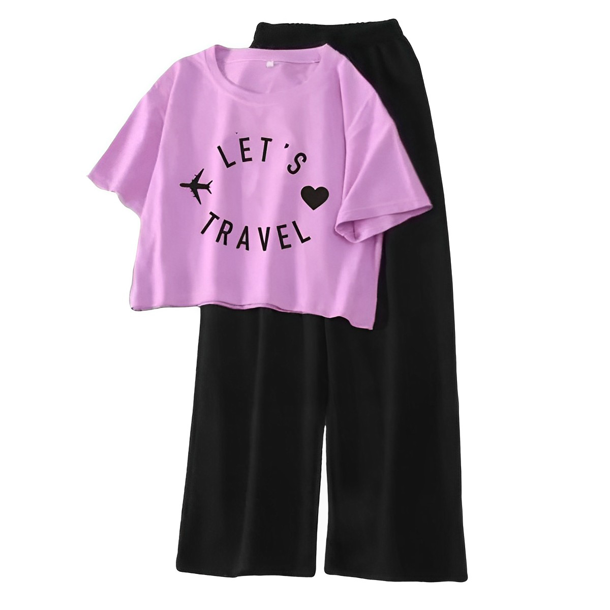 Summer Soft & Comfy Crop Top with Flapper Trouser Combo for Women & Girls
