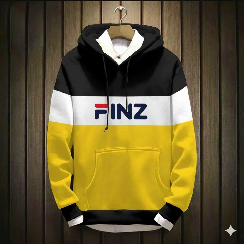 Men Winter Fleece Sweater Hoodie | Free Fire Printed Warm Wear | Color-Block Gaming Style